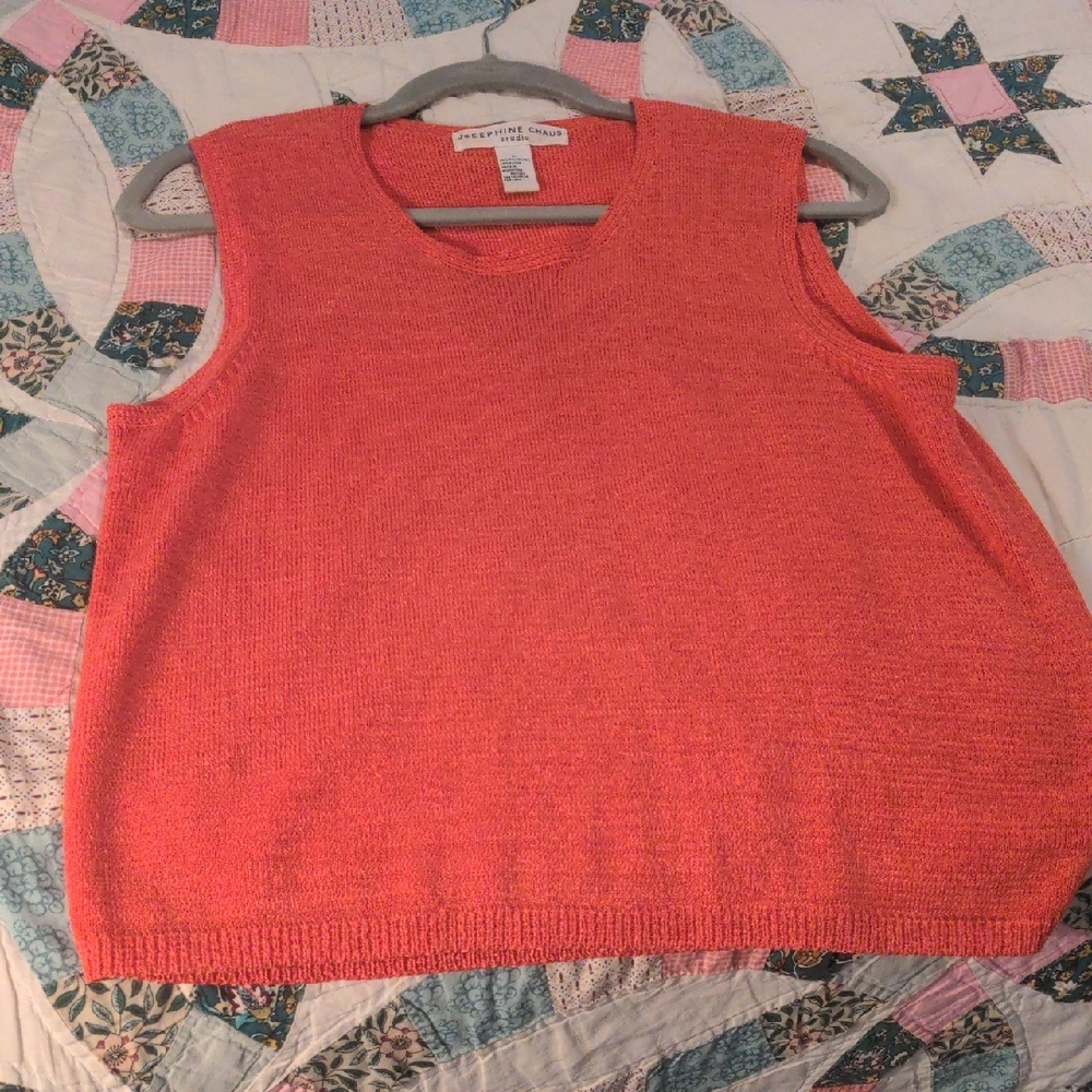 Coral Sleeveless Knit Top